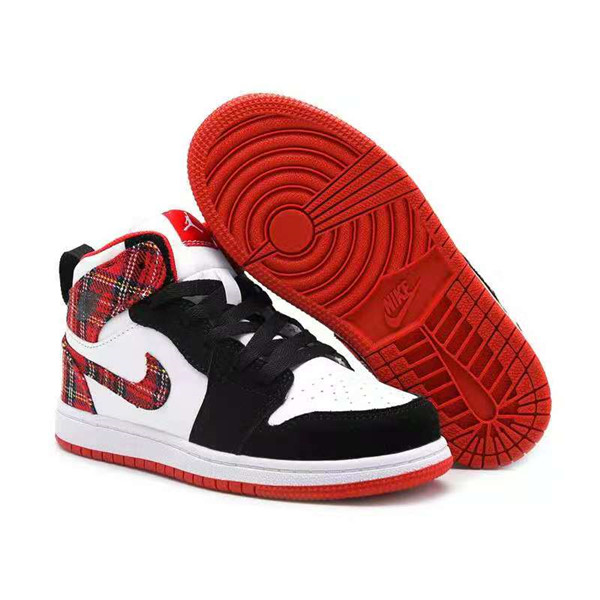 Youth Running Weapon Air Jordan 1 White/Black/Red Shoes 0035